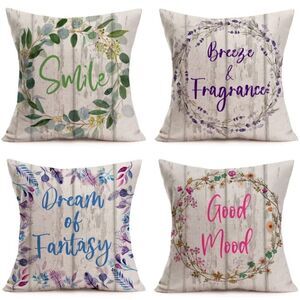 Pillow Covers 18x18 Inch Wood With Inspirational Quotes Smile Breeze